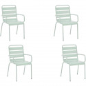 Lot de 4 fauteuils de jardin - Acier - Vert Céladon - Meuble de jardin - Métal - 4 personnes - 43 x 58 x 86 cm