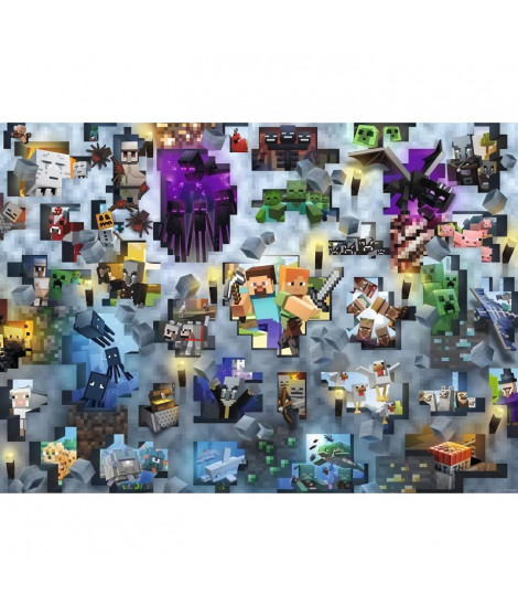 Puzzle 1000 pieces Minecraft - Ravensburger - 17188 - Dessins animés et BD - Gris