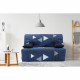 Banquette 2 places BZ DREAM - Tissu 100% Coton bikini bleu - Couchage 140x190 cm - L145 x P100 x H90 cm