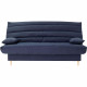 Clic clac 3 places LIV 20 - Tissu Soro bleu foncé - Couchage 125x190 cm - Avec coussins - L193 x P95 x H93 cm