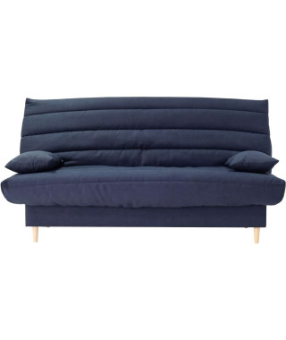 Clic clac 3 places LIV 20 - Tissu Soro bleu foncé - Couchage 125x190 cm - Avec coussins - L193 x P95 x H93 cm