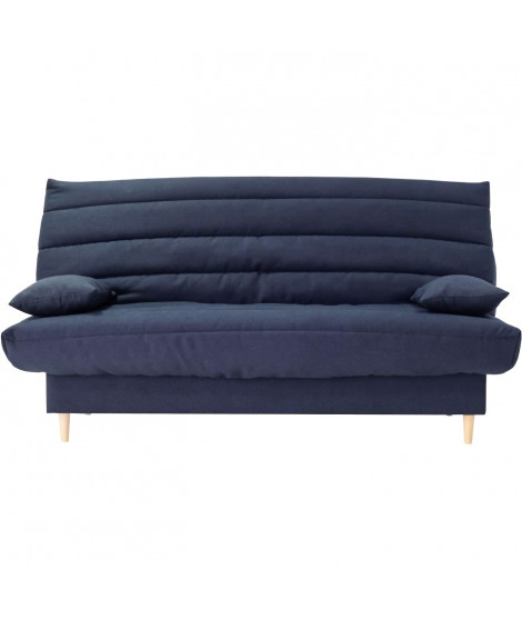 Clic clac 3 places LIV 20 - Tissu Soro bleu foncé - Couchage 125x190 cm - Avec coussins - L193 x P95 x H93 cm