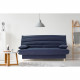 Clic clac 3 places LIV 20 - Tissu Soro bleu foncé - Couchage 125x190 cm - Avec coussins - L193 x P95 x H93 cm