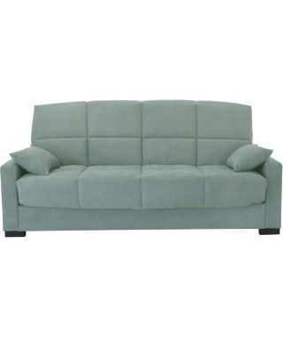 Clic clac 3 places MEGAN 14 - Tissu Soro vert amande - Avec accoudoirs - Couchage 130x190 cm - L223 x P96 x H103 cm