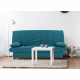 Banquette clic clac 3 places - Tissu 100% coton Bleu canard - Style Contemporain - L 190 x P92 cm - MILA