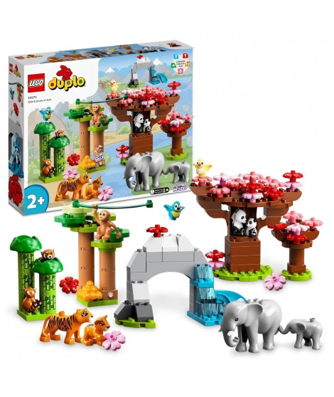 LEGO 10974 DUPLO Animaux Sauvages d'Asie, Jouet Tapis de Jeu, avec Figurines Éléphants et Tigres, pour Enfants de 2 a 5 Ans