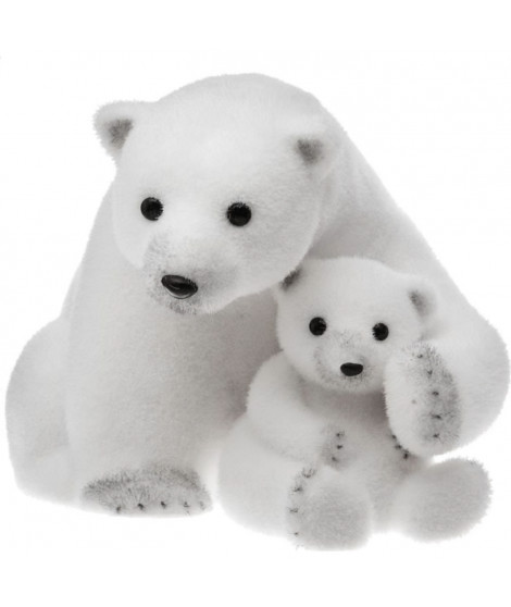 Décoration a poser - Maman et bébé Ours Blanc de 25 cm