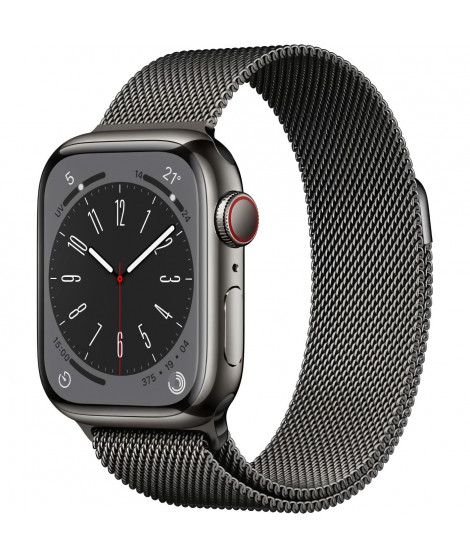 Apple Watch Series 8 GPS + Cellular - 41mm - Boîtier Graphite Stainless Steel - Bracelet Graphite Milanese Loop