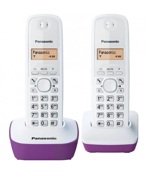 Téléphone sans fil Panasonic KX-TG1612FRF Duo - Répertoire 50 noms - Portée 300m - Blanc Pourpre