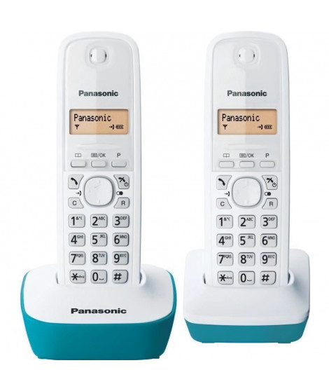 Téléphone sans fil Panasonic KX-TG1612FRC Duo - Répertoire 50 noms - Portée 300m - Blanc Bleu