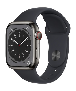 Apple Watch Series 8 GPS + Cellular - 41mm - Boîtier Graphite Stainless Steel - Bracelet Midnight Sport Band - Regular