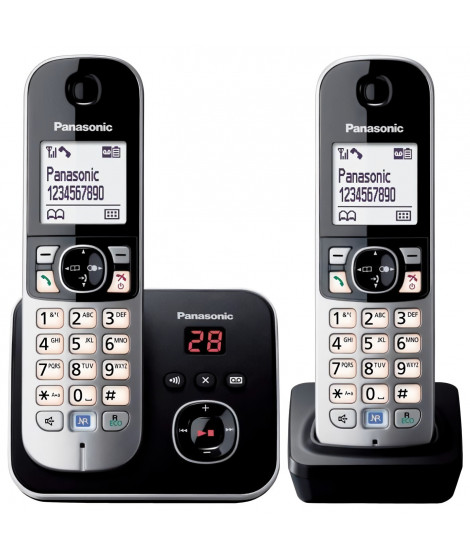 Téléphone sans fil duo PANASONIC KXTG6822 avec réduction de bruit et blocage sélectif