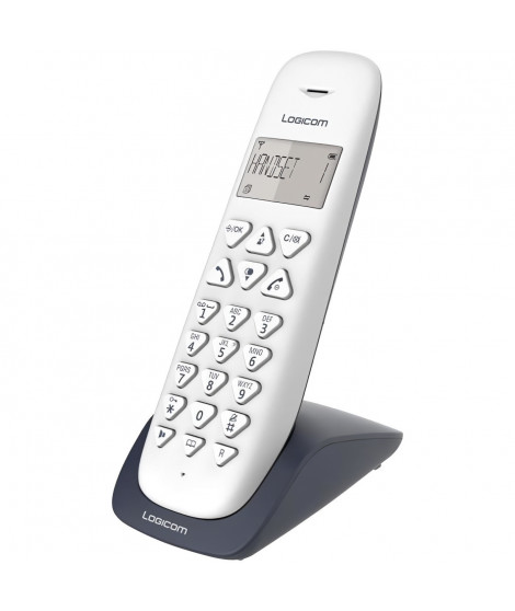 Téléphone sans fil LOGICOM VEGA 155T SOLO avec répondeur - Autonomie 7h - Répertoire 20 numéros - Blanc/Taupe