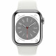 Apple Watch Series 8 GPS + Cellular - 41mm - Boîtier Silver Stainless Steel - Bracelet White Sport Band - Regular