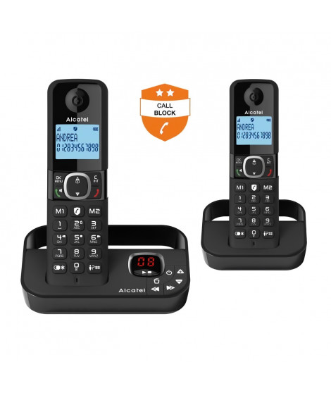 Téléphone fixe sans fil - ALCATEL - F860 voice duo noir - Avec fonction blocage d'appels indésirables