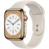Apple Watch Series 8 GPS + Cellular - 45mm - Boîtier Gold Stainless Steel - Bracelet Starlight Sport Band - Regular