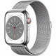 Apple Watch Series 8 GPS + Cellular - 45mm - Boîtier Silver Stainless Steel - Bracelet Silver Milanese Loop