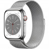 Apple Watch Series 8 GPS + Cellular - 45mm - Boîtier Silver Stainless Steel - Bracelet Silver Milanese Loop