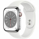 Apple Watch Series 8 GPS + Cellular - 45mm - Boîtier Silver Stainless Steel - Bracelet White Sport Band - Regular
