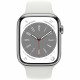 Apple Watch Series 8 GPS + Cellular - 45mm - Boîtier Silver Stainless Steel - Bracelet White Sport Band - Regular