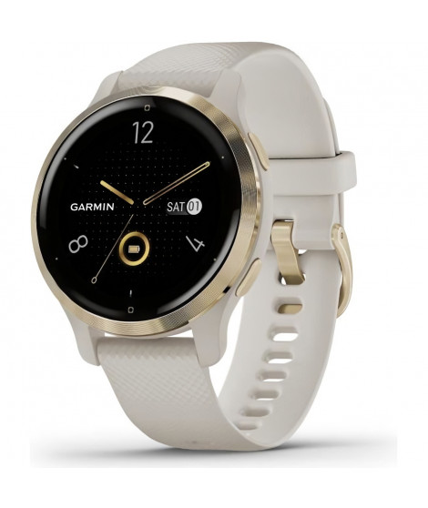 GARMIN - Venu 2S - Montre connectée - Light Gold - Bracelet beige