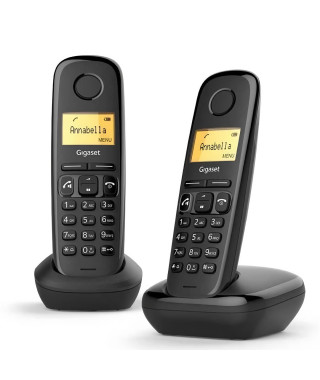 Téléphone sans fil GIGASET A270 Duo Noir - ID d'appelant, Répertoire 80 noms, Mains libres, Ecran LCD monochrome