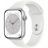 Apple Watch Series 8 GPS - 45mm - Boîtier Silver Aluminium - Bracelet White Sport Band - Regular