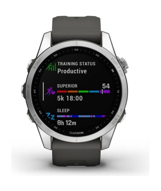 Montre GPS connectée - GARMIN - Fenix 7S - Argent avec bracelet gris