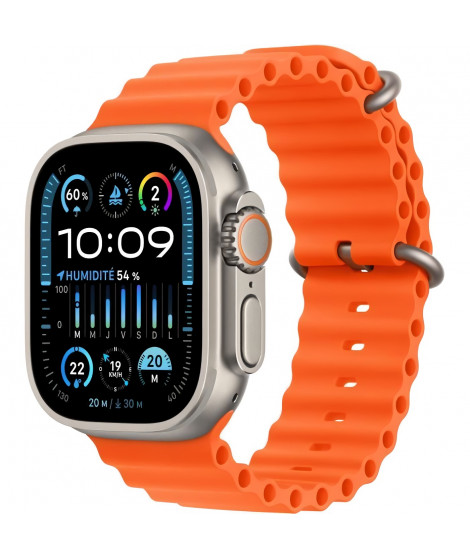 Apple Watch Ultra 2 GPS + Cellular- 49mm - Boîtier Titanium - Bracelet Orange Ocean Band