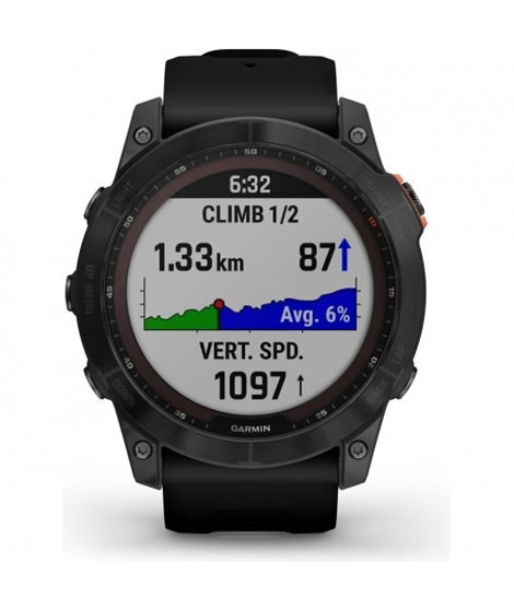 GARMIN Fenix 7X Solar - Montre connectée a haute performance - Bracelet noir