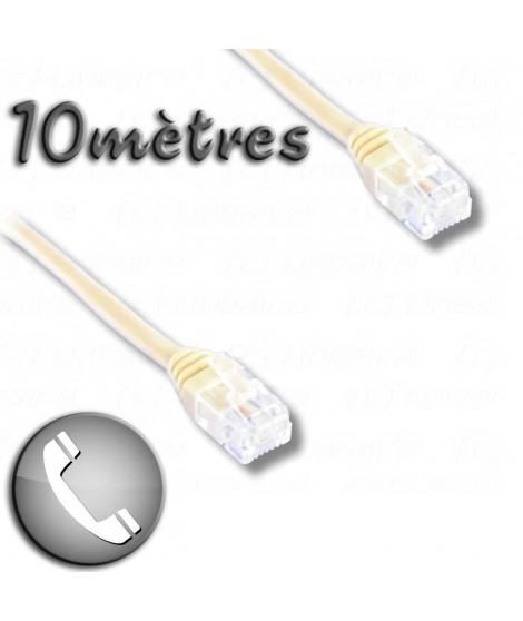 Cordon ADSL RJ11 mâle / RJ11 mâle 10m - LINEAIRE - Connecteur RJ11 6P4C - Câble ADSL