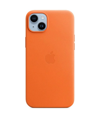 Coque en cuir pour iPhone 14 Plus - Orange