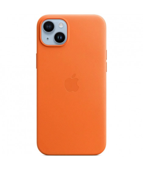 Coque en cuir pour iPhone 14 Plus - Orange