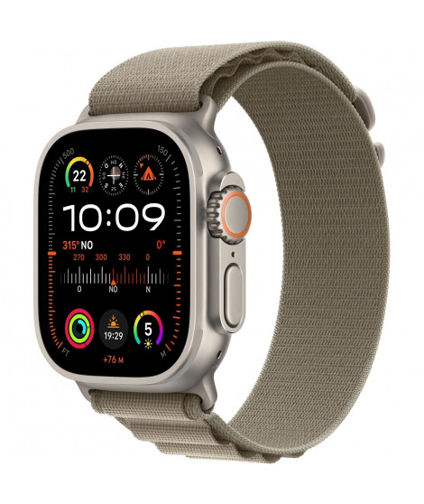 Apple Watch Ultra 2 GPS + Cellular- 49mm - Boîtier Titanium - Bracelet Olive Alpine Loop - Small