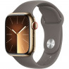 Apple Watch Series 9 GPS + Cellular - 41mm - Boîtier Acier Or - Bracelet Clay Sport Band - S/M