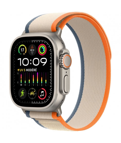 Apple Watch Ultra 2 GPS + Cellular- 49mm - Boîtier Titanium - Bracelet Orange/Beige Trail Loop - S/M