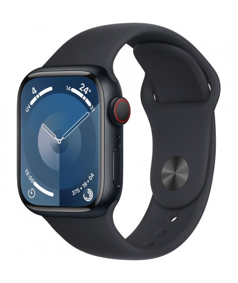 Apple Watch Series 9 GPS - 41mm - Boîtier Midnight Aluminium - Bracelet Midnight Sport Band - S/M