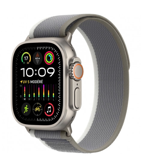 Apple Watch Ultra 2 GPS + Cellular- 49mm - Boîtier Titanium - Bracelet Green/Grey Trail Loop - M/L