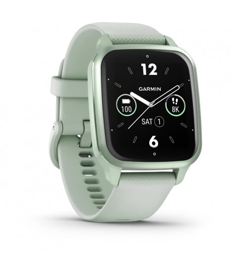 Montre connectée GARMIN Venu Sq 2 Metallic Mint avec bracelet vert d'eau