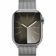 Apple Watch Series 9 GPS + Cellular - 41mm - Boîtier Acier Argent - Bracelet Silver Milanese Loop