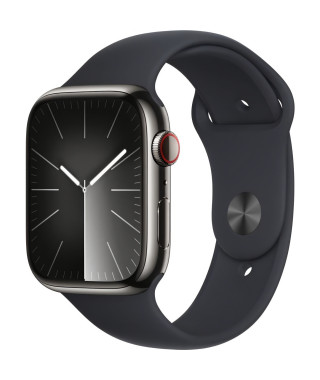 Apple Watch Series 9 GPS + Cellular - 45mm - Boîtier Acier Graphite - Bracelet Midnight Sport Band - S/M