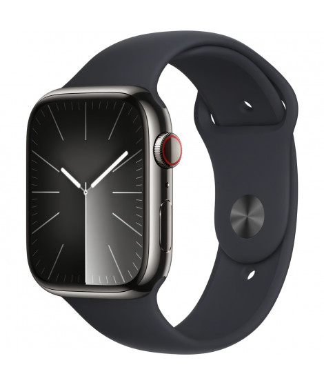 Apple Watch Series 9 GPS + Cellular - 45mm - Boîtier Acier Graphite - Bracelet Midnight Sport Band - M/L