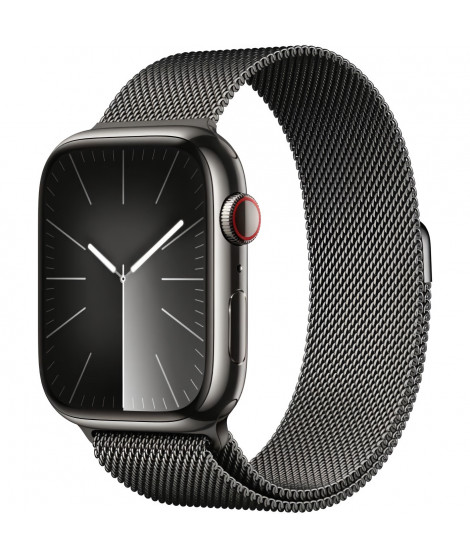 Apple Watch Series 9 GPS + Cellular - 45mm - Boîtier Acier Graphite - Bracelet Graphite Milanese Loop