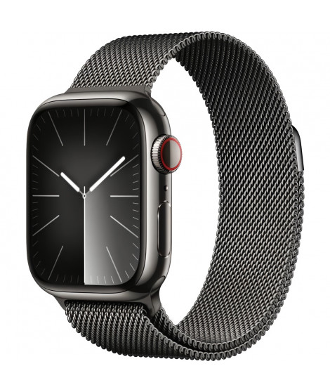 Apple Watch Series 9 GPS + Cellular - 41mm - Boîtier Acier Graphite - Bracelet Graphite Milanese Loop