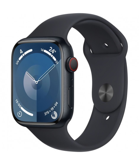 Apple Watch Series 9 GPS + Cellular - 45mm - Boîtier Midnight Aluminium - Bracelet Midnight Sport Band - S/M