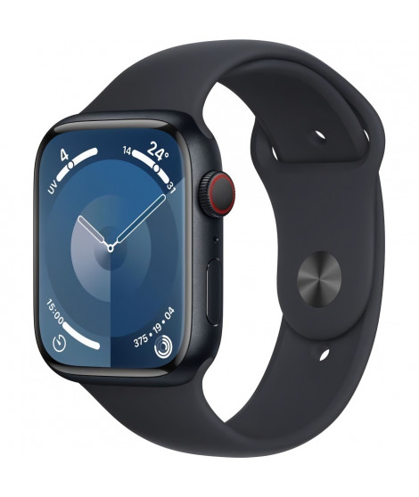 Apple Watch Series 9 GPS + Cellular - 45mm - Boîtier Midnight Aluminium - Bracelet Midnight Sport Band - M/L