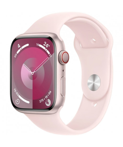 Apple Watch Series 9 GPS + Cellular - 45mm - Boîtier Pink Aluminium - Bracelet Light Pink Sport Band - S/M