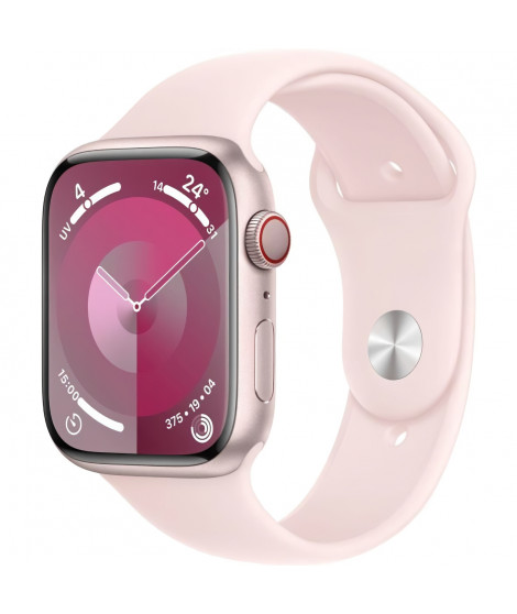 Apple Watch Series 9 GPS + Cellular - 45mm - Boîtier Pink Aluminium - Bracelet Light Pink Sport Band - M/L