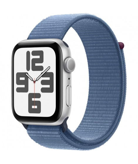 Apple Watch SE GPS - 44mm - Boîtier Silver Aluminium - Bracelet Winter Blue Sport Loop