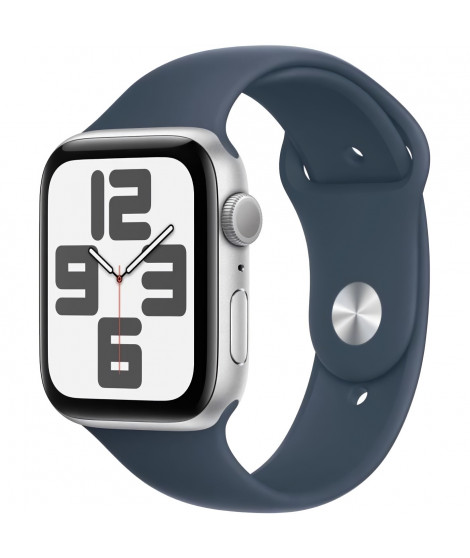 Apple Watch SE GPS - 44mm - Boîtier Silver Aluminium - Bracelet Storm Blue Sport Band - M/L